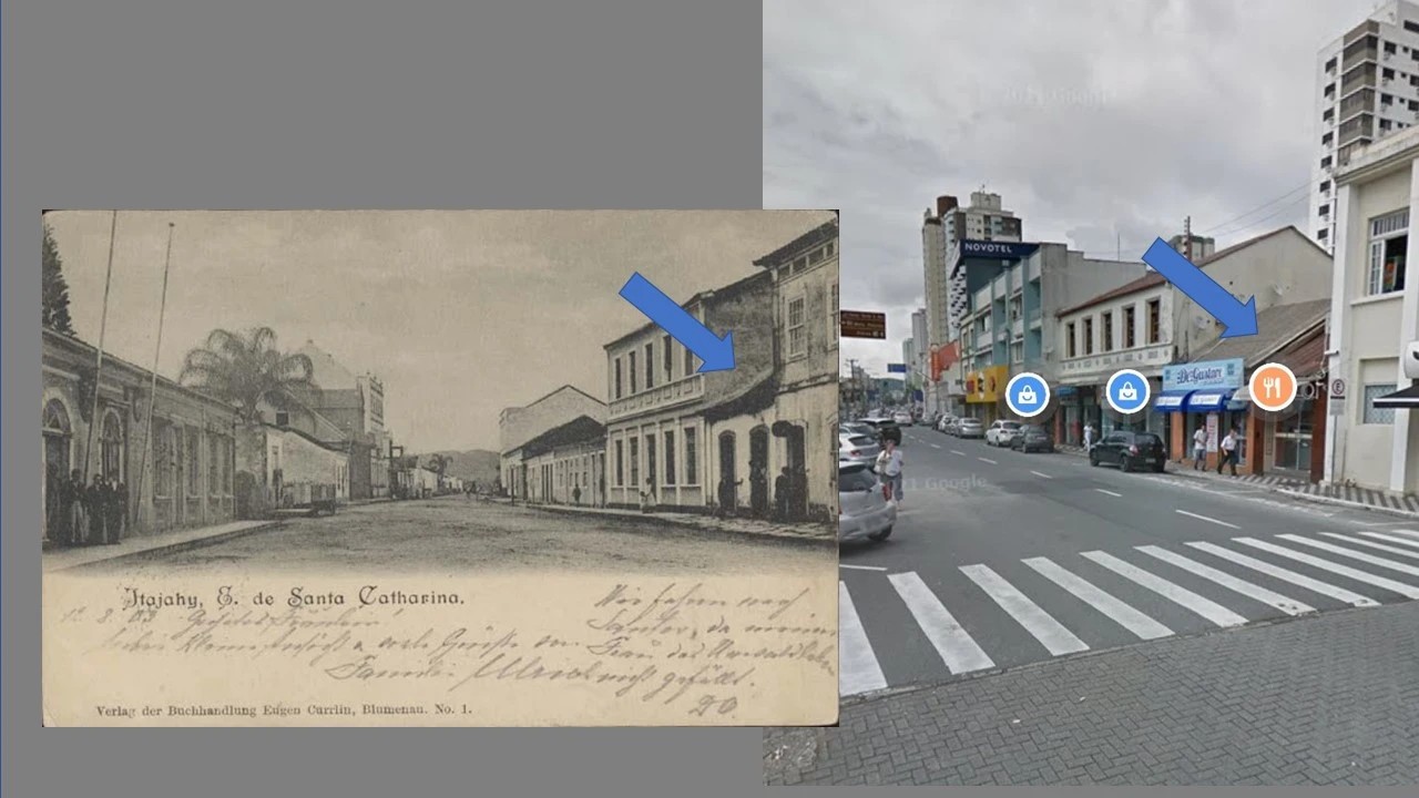 Postal Curlinn,  1908 - CDMH - Arquivo Público de Itajaí.  lado: @googlemaps
