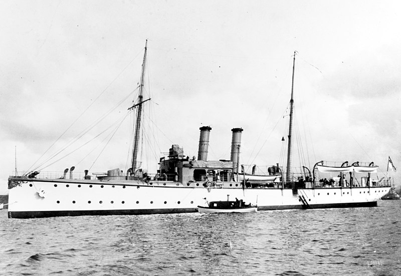 The German gunboat SMS Panther (launched 1901) in 1902.  Domínio Público